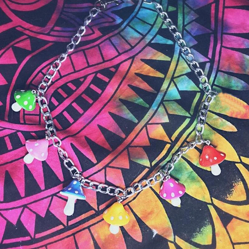 

1PCS Vintage Colorful Mushroom Hip Pop Pants Chain Key Chain Punk Waist Belt Jewelry