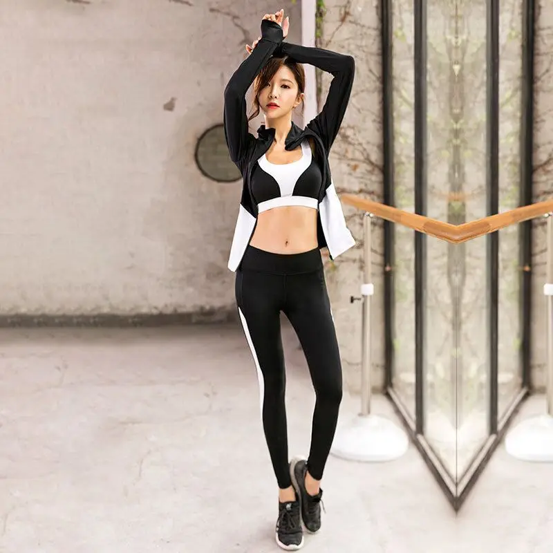 Спортивный комплект из 3 предметов женский бюстгальтер спортивный костюм куртка