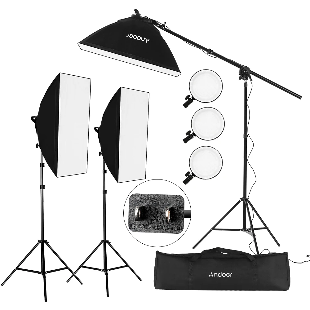 

Andoer Photography Studio Kit 3 Softboxes LED Light 45W Bi-color Temperature 2700K/5500K Dimmable LED Light Stands Carry Bag