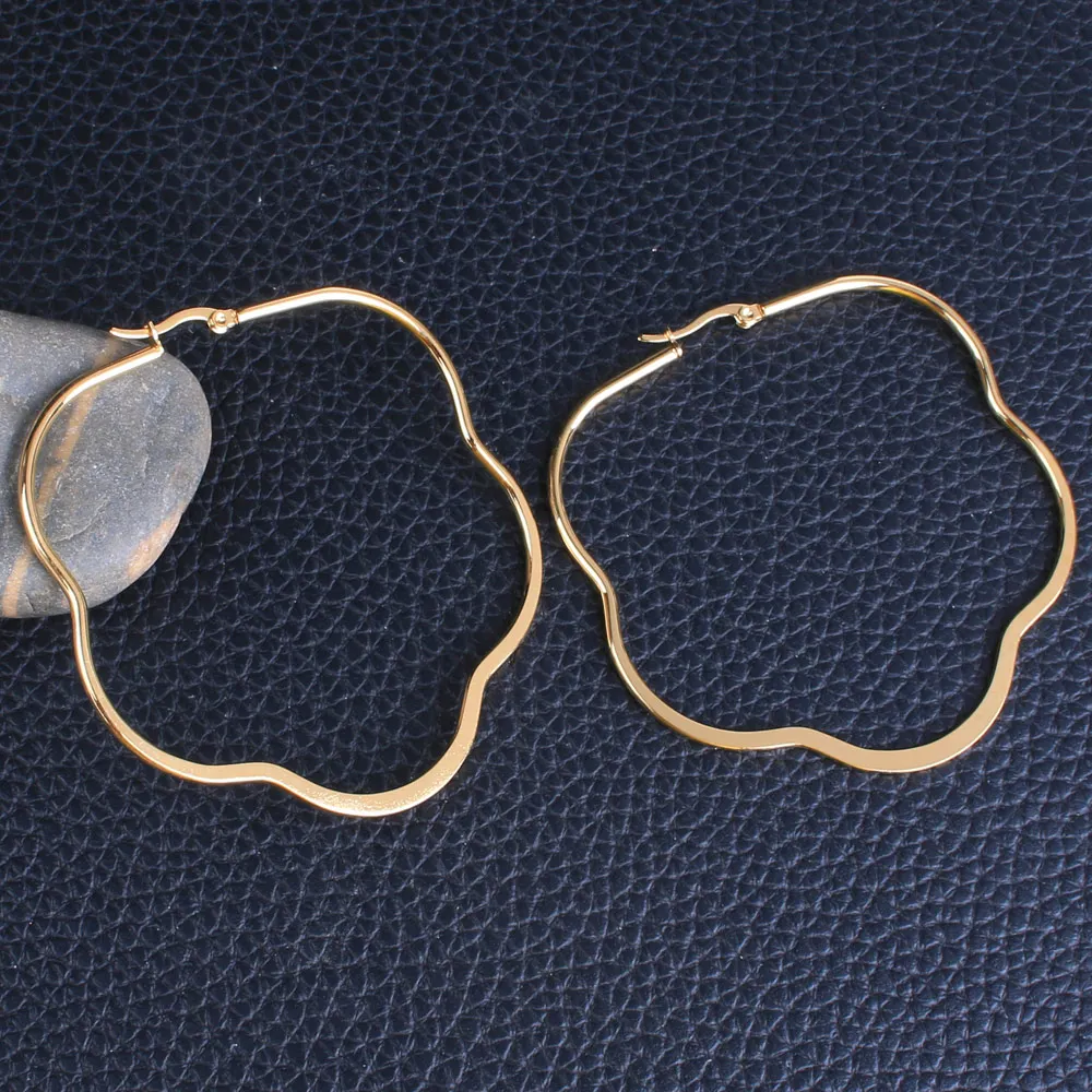 Большие серьги-капельки в форме цветка золотого цвета модные ювелирные изделия