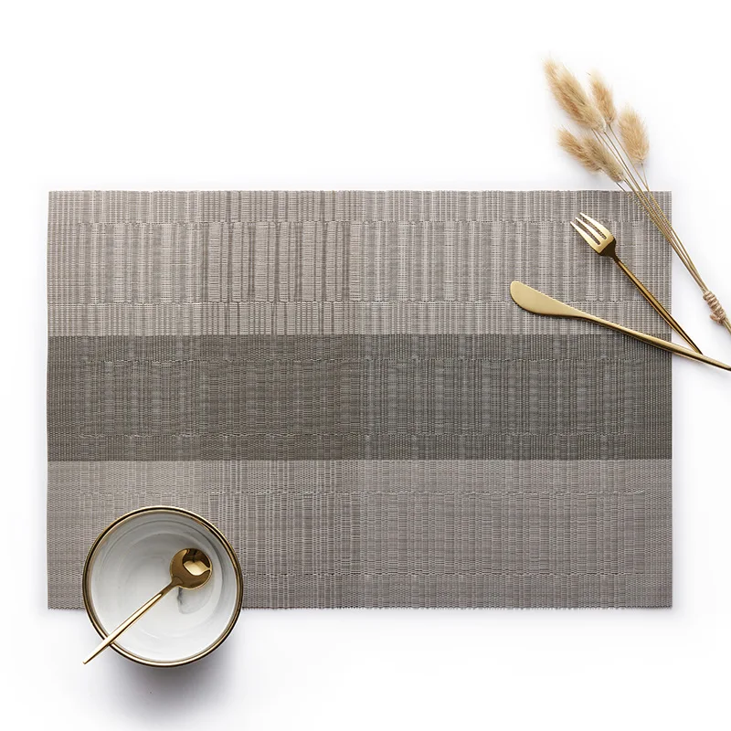 

1pc Hot Sale Western Food Mat PVC Weave Waterproof Heat Insulation Mat Table Mat with Stripes Kitchen Table Decoration