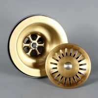 brass brush gold 114 mm kitchen sink drain strainer sink with removable sink strainer basket and seal lid