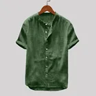 Винтажная хлопковая льняная рубашка, мужская летняя рубашка из чистой конопли с короткими рукавами, хлопковая льняная рубашка, большой пуловер в стиле Харадзюку, блузка 4 #