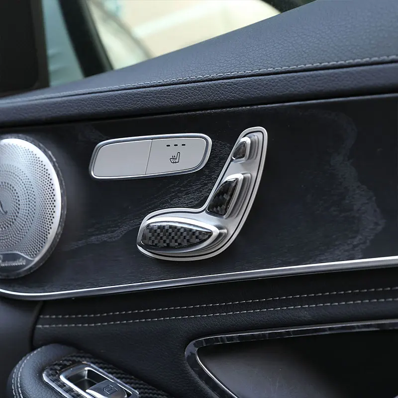 3D наклейка на кнопку сиденья из мягкого углеродного волокна с блестками для Mercedes