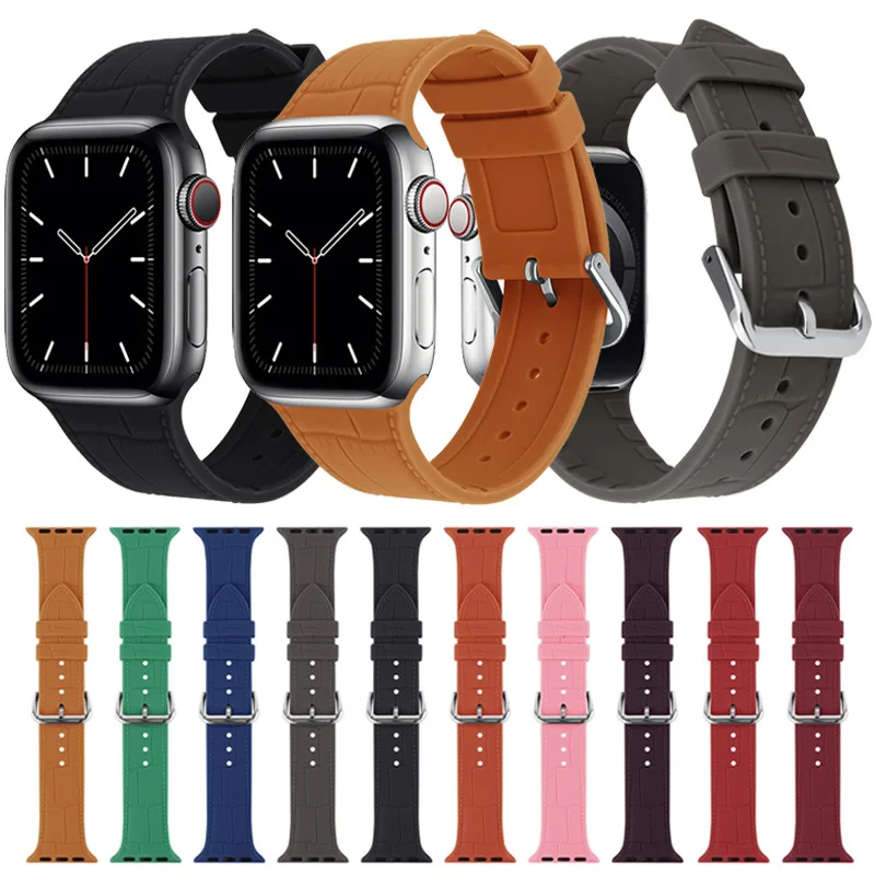 For Apple Watch band 44mm 40mm 45mm 41mm 38mm 42mm 49mm watchband bracelet iWatch serie 3 4 5 6 se 7 Silicone Strap
