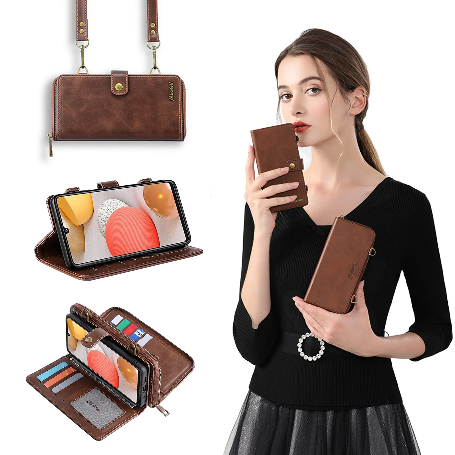 

Wallet PU Leather ShoulderBag Phone Case For XiaoMi 10 10Pro RedMi 8 9 Note8 Note9 Note8Pro Note9Pro Note10 Note10Pro Poco X3 M3