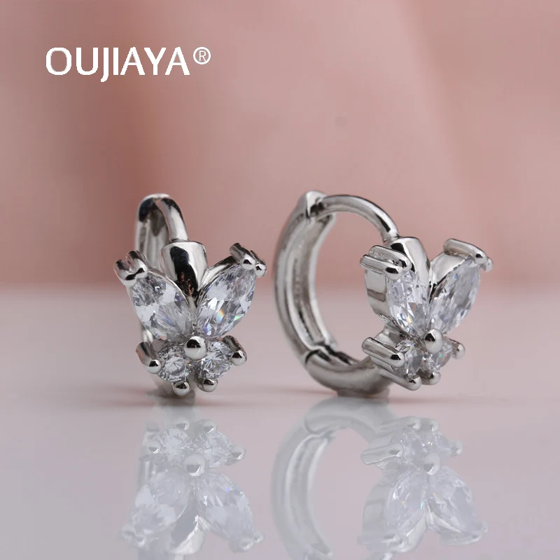 OUJIAYA новые маленькие висячие серьги с бабочкой женские роскошные круглые