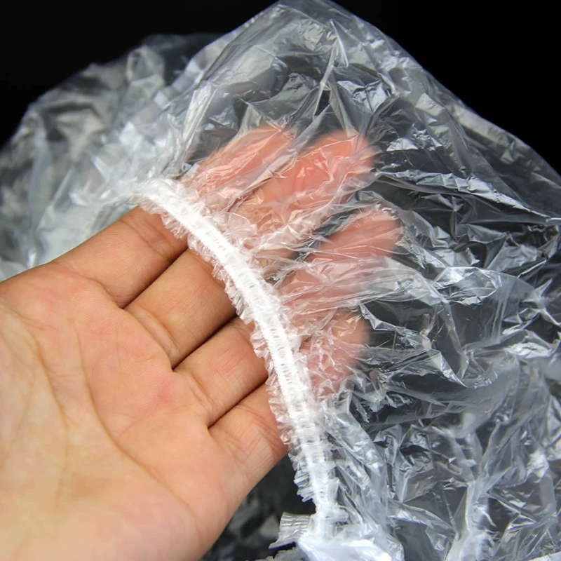 Одноразовые прозрачные эластичные шапочки для душа 100 штук | Дом и сад