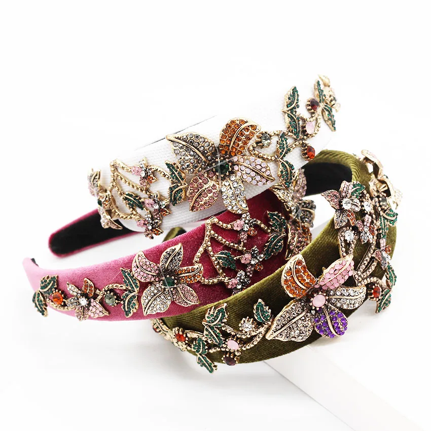 Exaggerated and beautiful fashion metal rhinestone trumpet headband Baroque rhinestones big flower 541 |