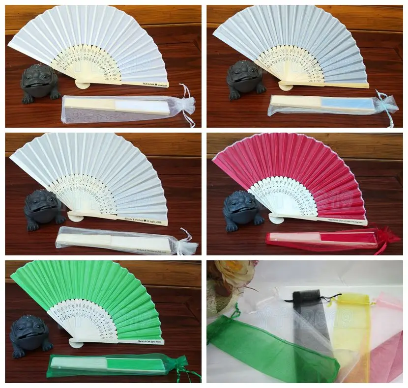 Бесплатная доставка DHL 10 шт./лот подарок на свадьбу шелковые вееры конфетный цвет