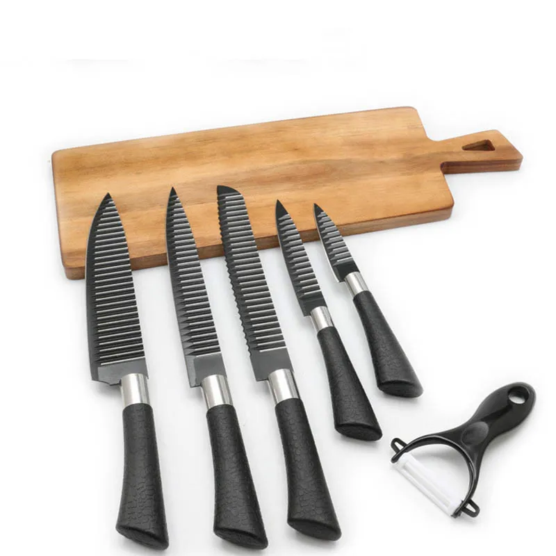 6Pcs/Set Kitchen Knives Set Stainless Steel Sharp Non-Slip Handle Household Kitchen Stria Non-Stick Knife Kitchen Tools NS h5