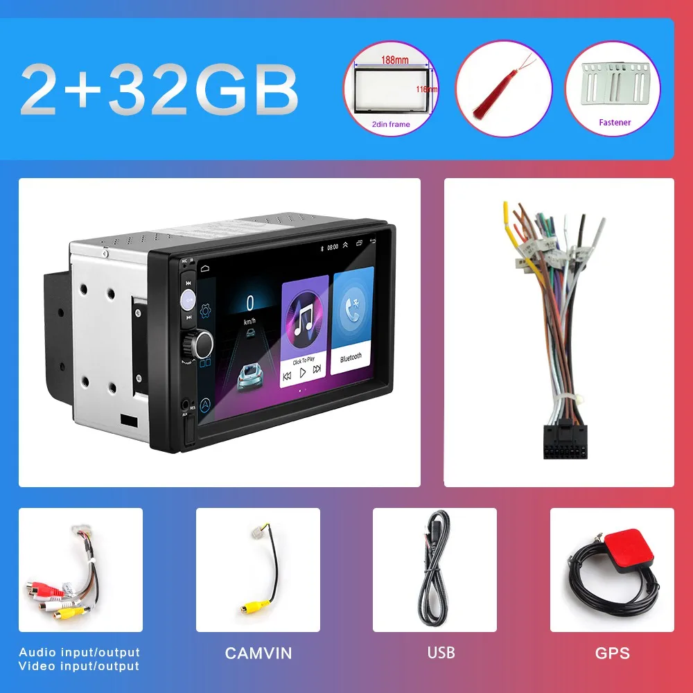 2G-32G 2G+ 32G 2DIN Android автомобильный DVD мультимедийный плеер 2 DIN HD автомобильное радио с GPS навигацией WiFi USB FM BT 2din " Универсальный Автомобильный MP5 плеер - Цвет: 2G-32G