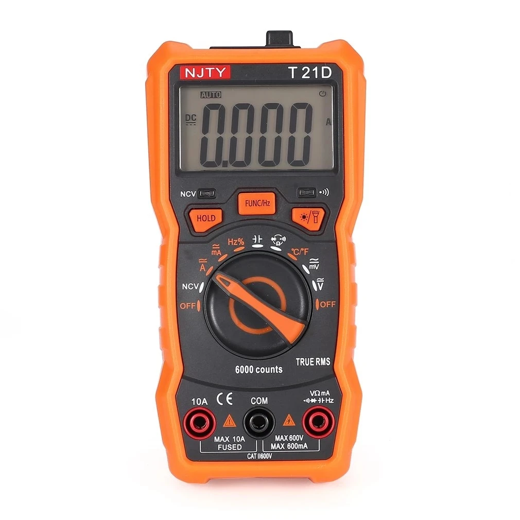 

NJTY NCV Digital Multimeter 6000 Counts Auto Ranging AC/DC Voltage Meter Flash Back Light Large Screen