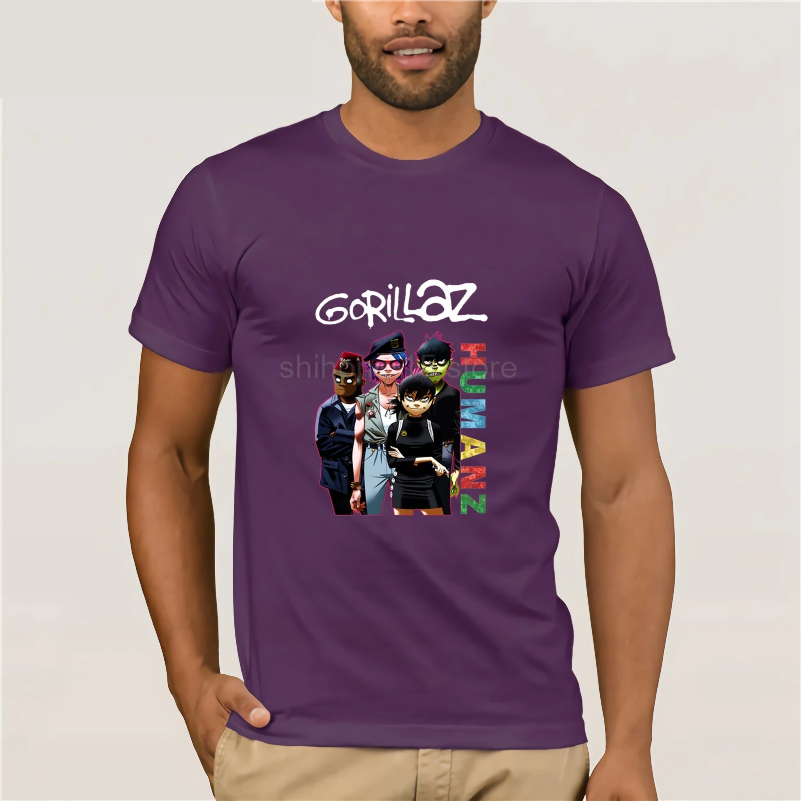 Gorillaz футболка в стиле хип-хоп стильная homme рок-группа chaknoonoodle mrdoc Russel Camiseta | Мужская