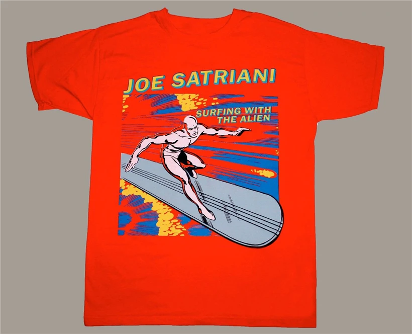 Красная футболка JOE SATRIANI SURFING WITH THE ALIEN.. Гитарный бог! Футболки размера плюс |