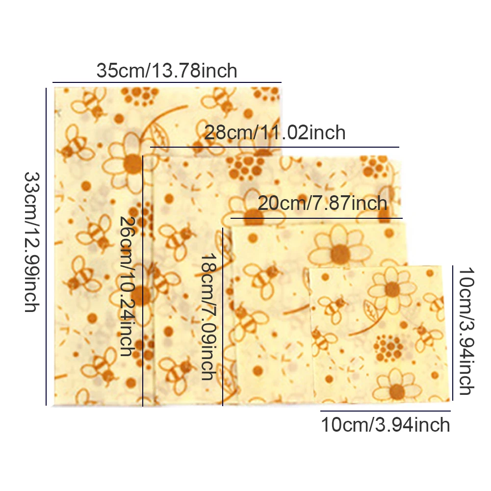 

8PCS Beeswax Wraps Eco Friendly Kitchen Reusable Food Storage Cotton Wax Paper Organic Bowl Covers Wrappers For Cheese Sandwich