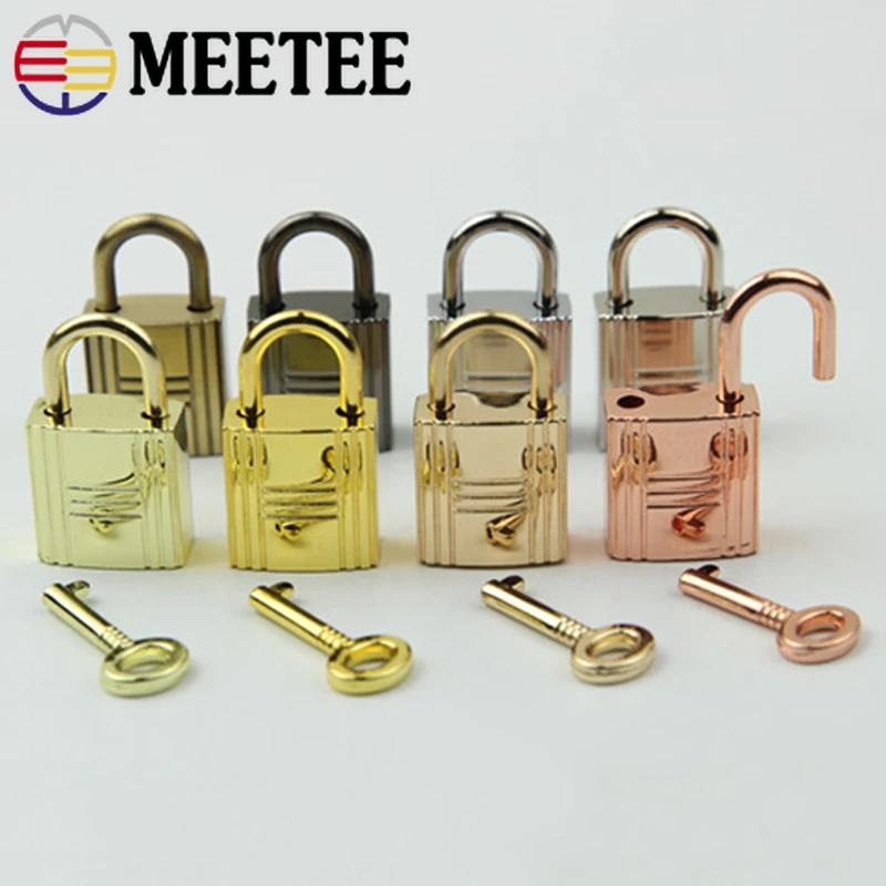 

Meetee 2/5pcs Metal Keys Padlocks for Luggage Square Lock Clasp DIY Bags Handbags Hardware Decorative Buckle Accessories G9-1