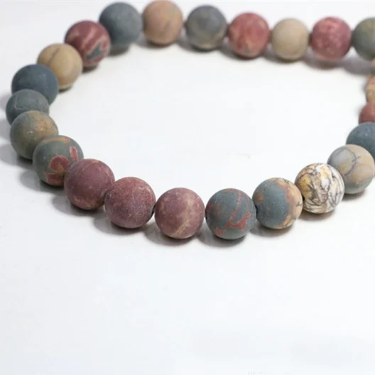 

Matte Picasso Loose Beads Natural Gemstone Smooth Round for Jewelry Making