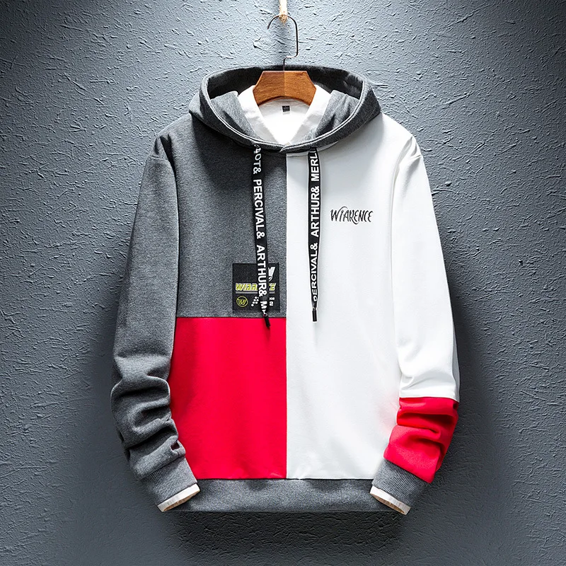 

Новые мужские толстовки на осень, трендовые Свободные повседневные свитшоты с капюшоном и принтом букв