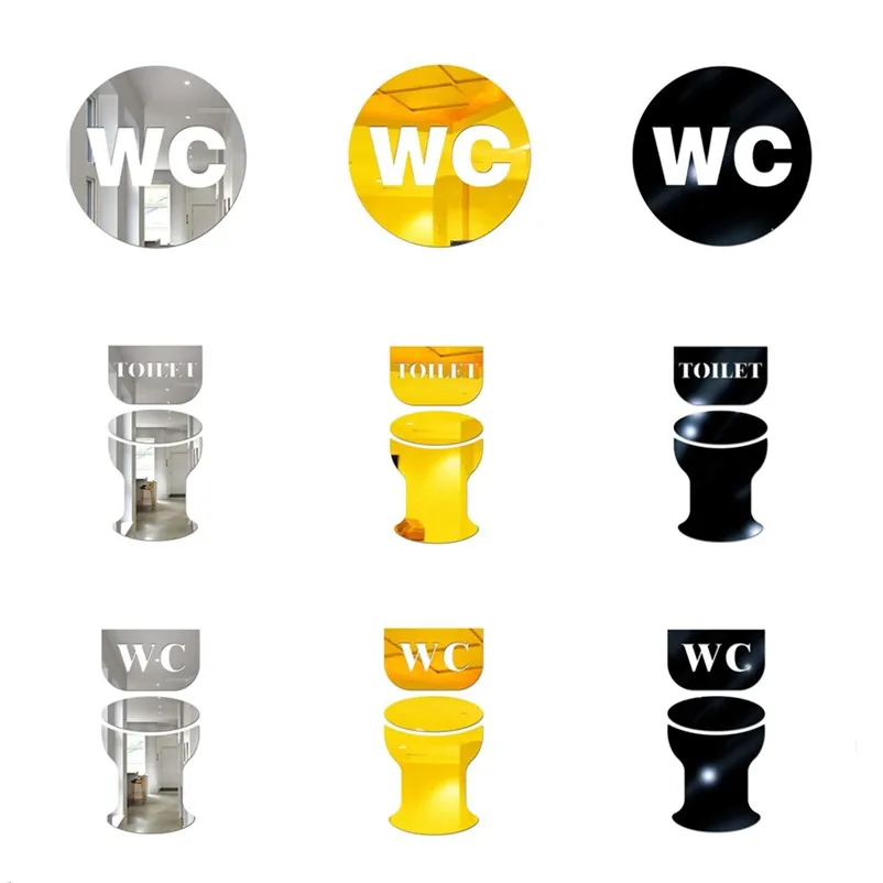 Зеркальная акриловая наклейка на дверь унитаза мужчин и женщин современный