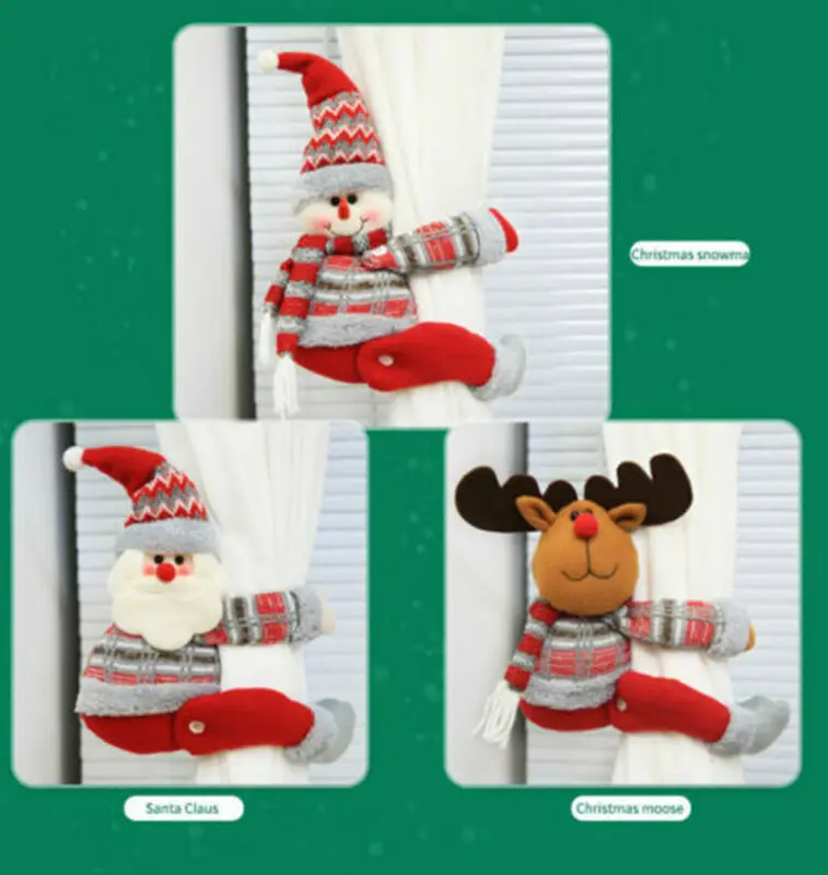 САНТА снеговик олень 219 Рождественская занавеска держатель зажим Пряжка