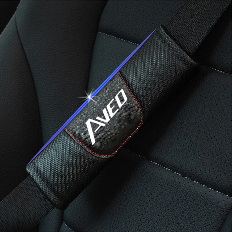 

For Chevrolet Aveo 2pcs Carbon Fiber Leather Car Seat Belt Cover Auto Seat Belt Shoulder Pad Car Styling Car Accessories