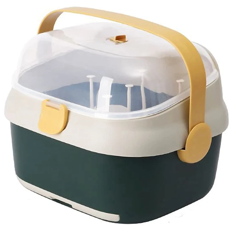 Baby Bottle Drying Rack Container with Drainer Portable Nursing Cutlery Box Cover Holder | Дом и сад