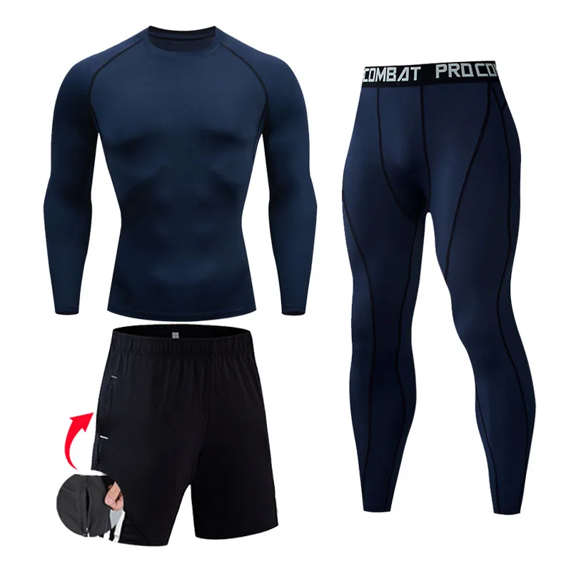 

New Winter Thermo underwear xxxxl Gym joggers Sport under Wear Track suit Men Quick dry T shirt leggings Compression Tights Run