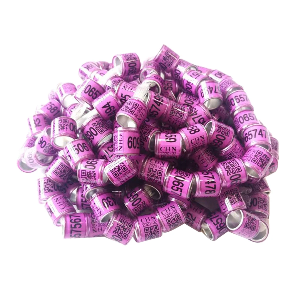 

100Pcs Aluminium Pigeons Foot Rings Numbered 8mm Reusable for Parrot Quail