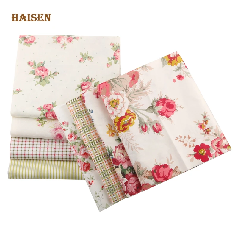 Haisen 8 шт./лот 100% саржевая печатная хлопковая Лоскутная Ткань серия цветов розы для