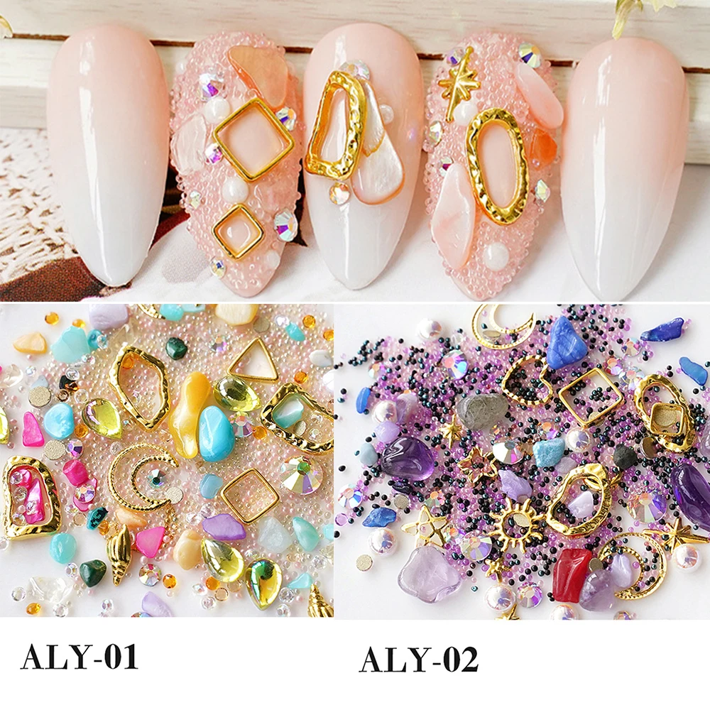 1 коробка смешанный цветной дизайн ногтей Стразы океан штормы Стиль 3D микро дрель