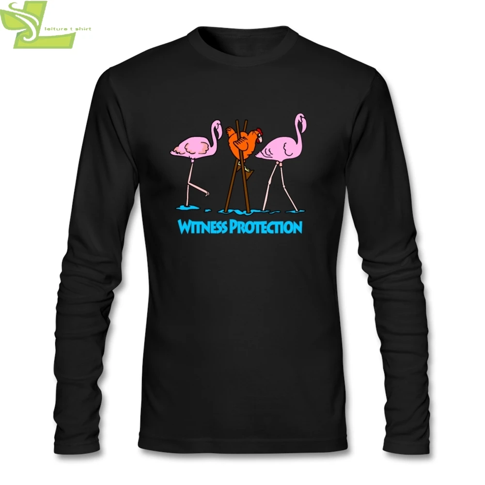 Курица и фламинго свидетель футболка для Для мужчин рубашка с длинными рукавами