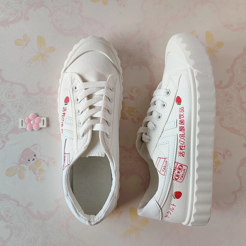 

2021 Summer Women's Espadrilles Kawaii Print Canvas Sneakers Casual Zapatillas Mujer Daily Ladies Footwear Fashion Women Shoes