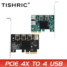 TISHRIC PCI Express множитель PCIE от 1 до 4 PCI множитель концентратора от 4X до 4 USB 3,0 адаптер PCIE Райзер для майнинга видеокарт
