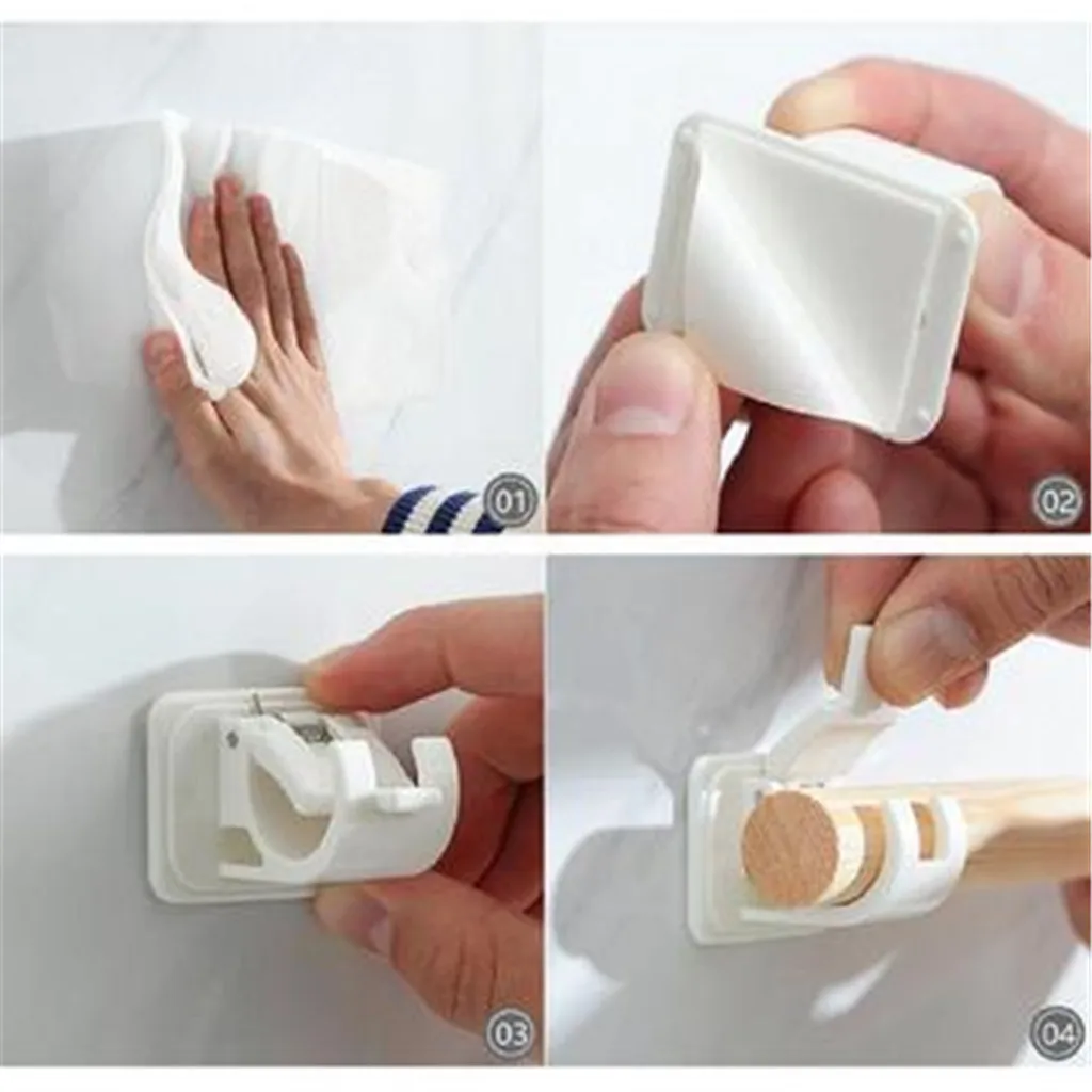 

Self Adhesive Hooks Rod Bracket Pole Drapery Hook Holders 2PC