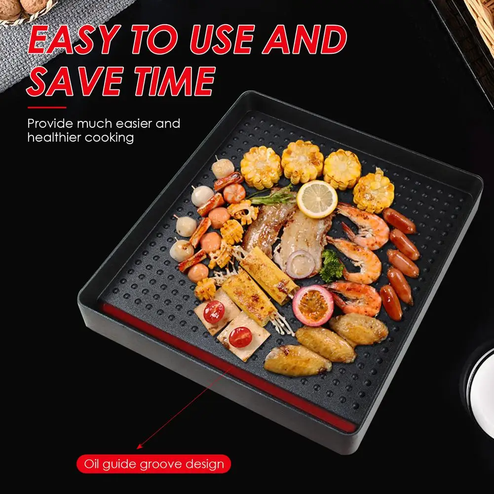 

Non-stick Bakeware Grill Pan Barbecue Tray Stovetop Plate for Kitchen Indoor Outdoor Party Camping BBQ Grilling #W0