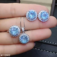 kjjeaxcmy fine jewelry natural topaz 925 sterling silver women gemstone pendant necklace earrings ring set support test marry