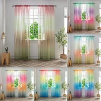 80hotcurtain rainbow print window ornaments polyester long decorating sheer drape for home