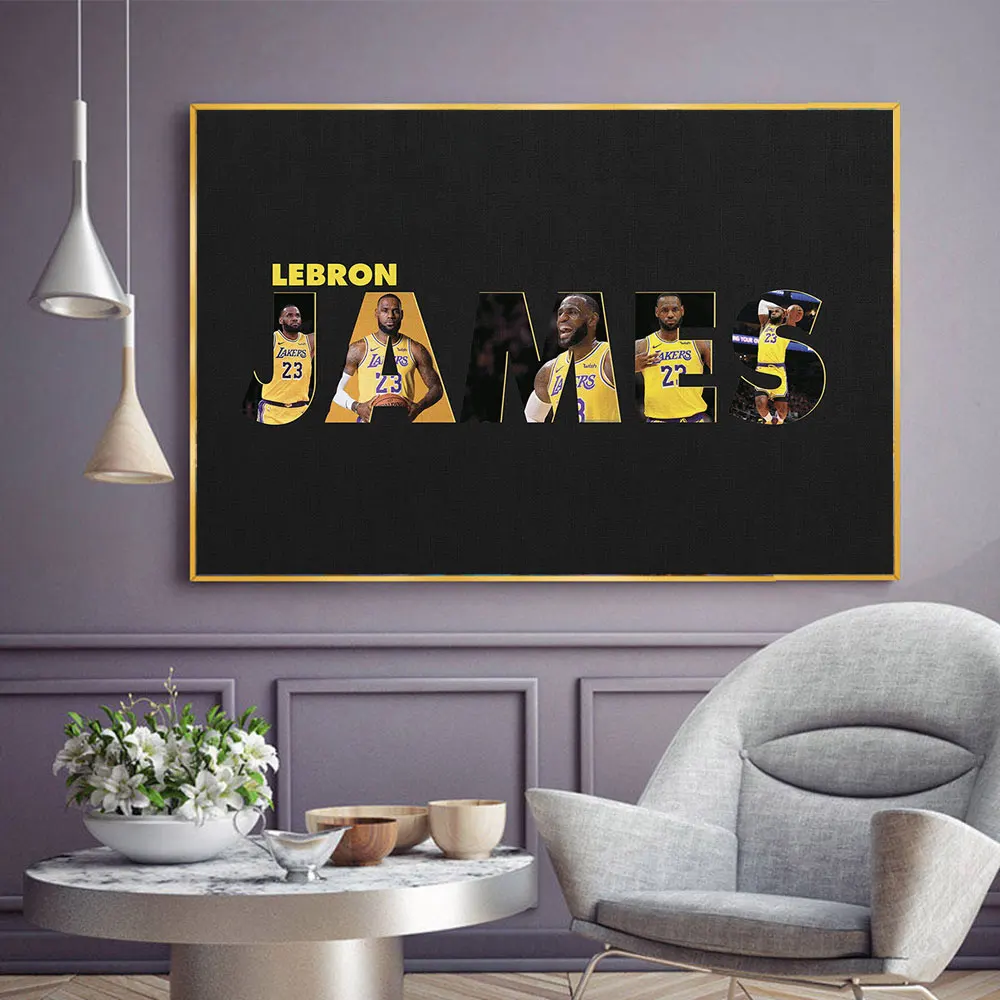 

James and Anthony Davis Collage Letter Poster and Prints Canvas Wall Art Sport Painting Basketball Cuadros for Living Room Decor