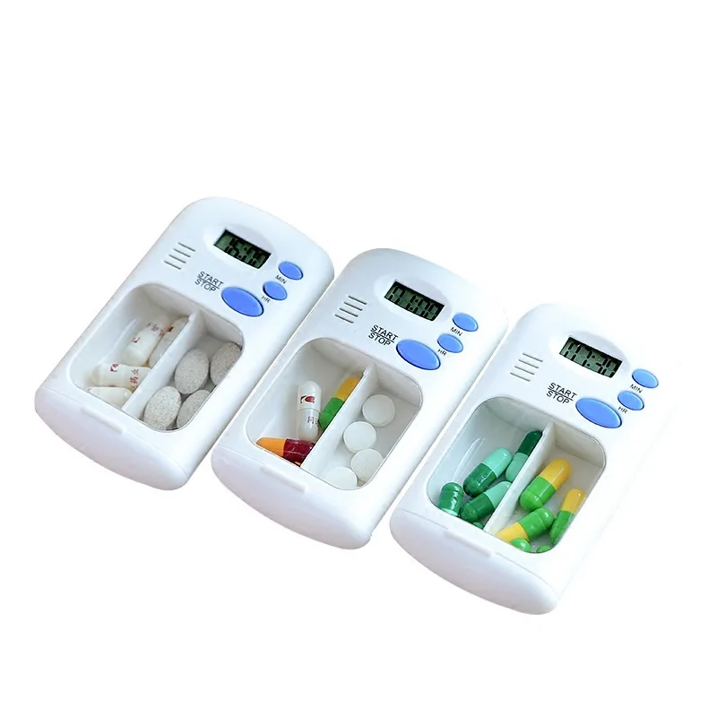 

Mini Portable Pill Reminder Box Plastic Timer Box Weekly Medicine Organizer Alarm Boxes Pill Box