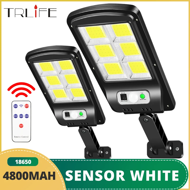 

Ultra Powerful Solar LED Light Outdoor Solarpowered Street Lamp 4800MAH COB light Waterproof PIR Motion Sensor Garden Lamp 2000W