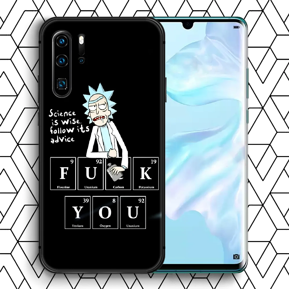 

Rick Morty Cartoon Phone case For Huawei P Mate Smart 10 20 30 40 Lite Z 2019 Pro black bumper painting back luxury coque soft