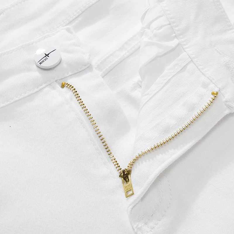 

Luren 2021 Jeans Male Fashion Designer Brand White Jeans New Cotton Pants Slim Skinny Long Trousers Stretch Jeans