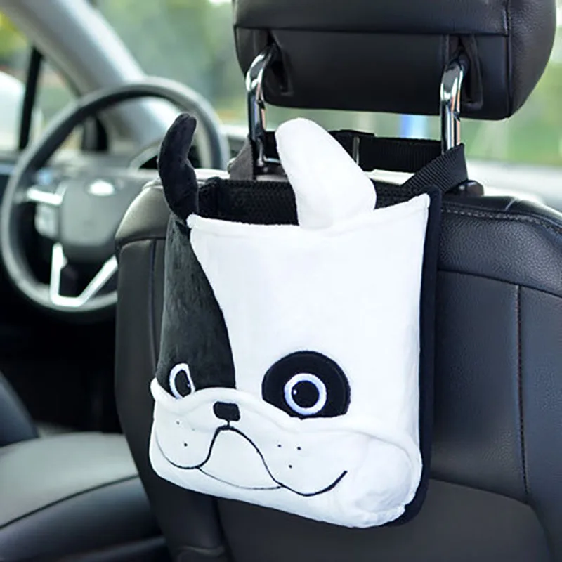 

Cartoon Auto Trash Can Bin Garbage Bags Cans Water Bottle Organizers Short Plush Car Backseat Hagging Storage Bag For Kids