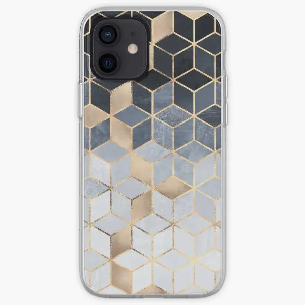 

Soft Blue Gradient Cubes Phone Case for iPhone 11 12 13 Pro Max Mini X XS XR Max 6 6S 7 8 Plus 5 5S SE Silicon Coque Fashion
