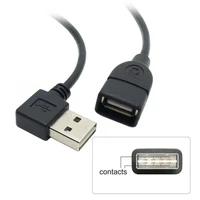 usb 2 0 male to female extension cable 100cm reversible design 90 degree angled black color