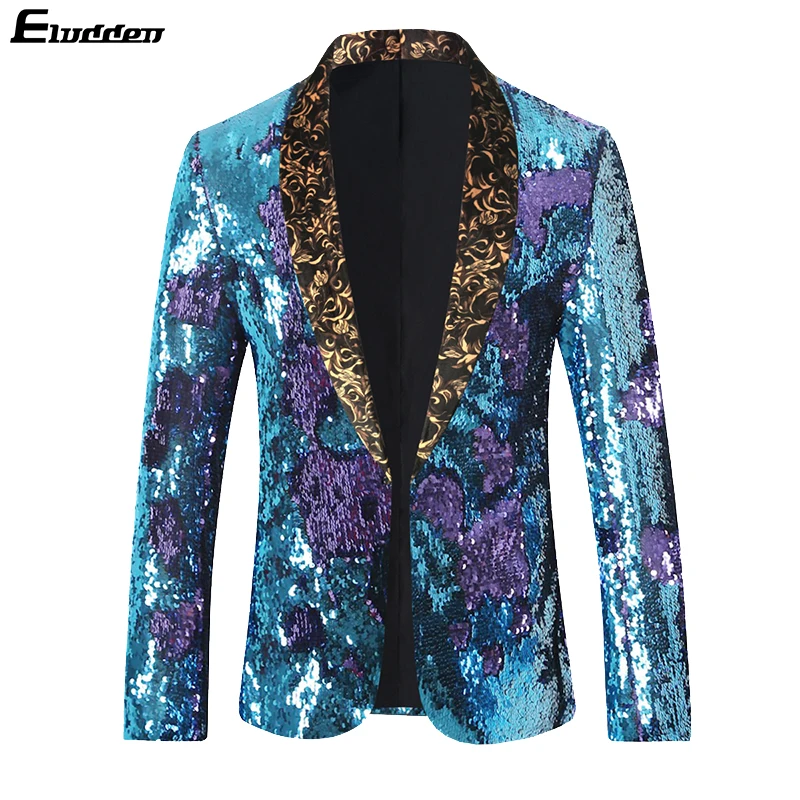 Блестящий красный костюм-смокинг с воротником-шалью и блестками мужской блейзер