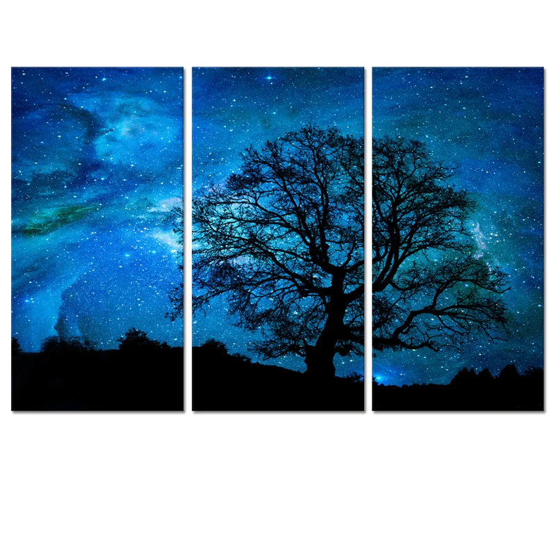 

Night Landscape Canvas Painting Beautiful Starry Sky Wall Art Poster 5 Pieces HD Print Modern Home Decor Picture