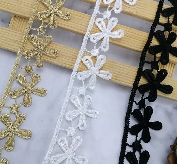 10 yards 3cm 1.18&quot wide black/ivory/gold fabric embroidery lace trim ribbon tapes Z34E92P200117H | Дом и сад