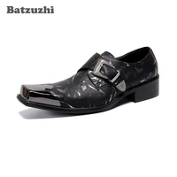 batzuzhi luxury fashion leather mens dress shoes vintage metal toe designers chaussure homme luxury male formal party shoes